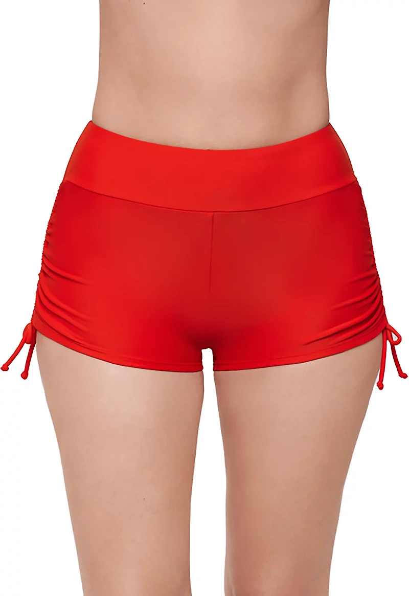 Eco Beach Women's Solid Side Shirred Swim Shorts
