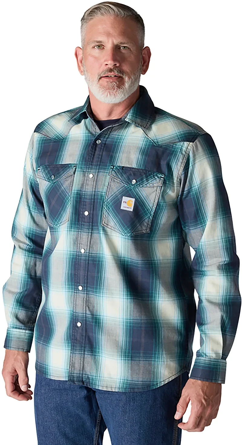 Carhartt Men's Montana Flame-resistant Relaxed Fit Long-Sleeve Snap-Front Plaid Shirt