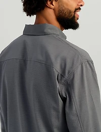 Huk Men's Tidepoint Heathered Ripstop Long Sleeve Button Up Shirt