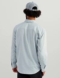 Huk Men's Tidepoint Heathered Ripstop Long Sleeve Button Up Shirt