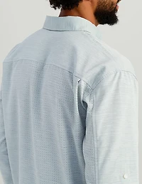 Huk Men's Tidepoint Heathered Ripstop Long Sleeve Button Up Shirt