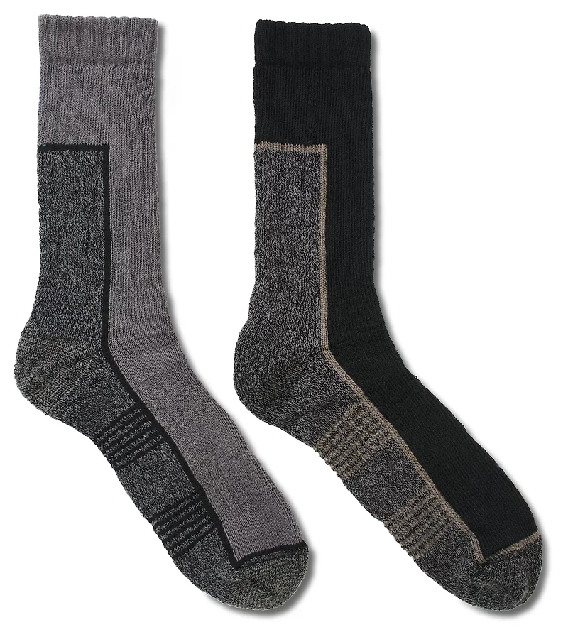 Magellan Outdoors Adults' Accented Stripes Thermal Crew Socks 2-Pack