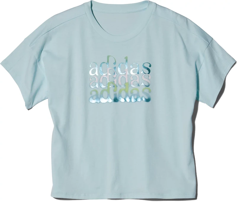 adidas Girls' Adi Stack Drop Shoulder Short Sleeve Graphic T-shirt