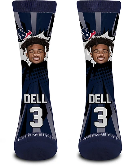 For Bare Feet Youth Houston Texans Tank Dell KA-POW Player Crew Socks