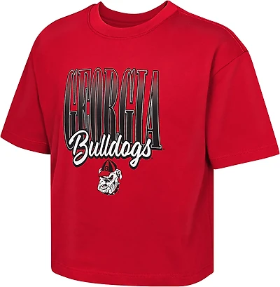 Outerstuff Girls' University of Georgia Bulldogs Faded Boxy Short Sleeve Graphic T-shirt