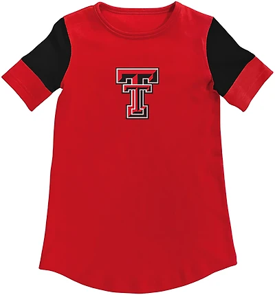 Two Feet Ahead Girls' Texas Tech Color Block T-shirt Dress