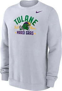 Nike Men's Tulane University Green Wave Mardi Gras Arch Long Sleeve Crew Fleece