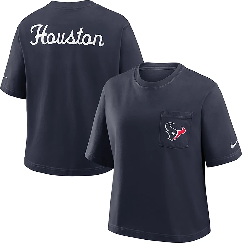 Nike Women's Houston Texans Rewind Pocket Boxy Short Sleeve T-shirt