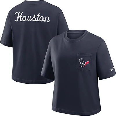Nike Women's Houston Texans Rewind Pocket Boxy Short Sleeve T-shirt