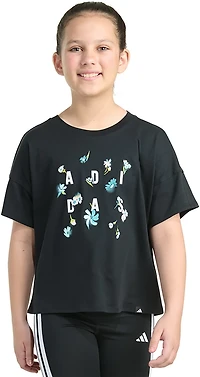 adidas Girls' Tossed Ditsy Drop Shoulder Short Sleeve Graphic T-shirt