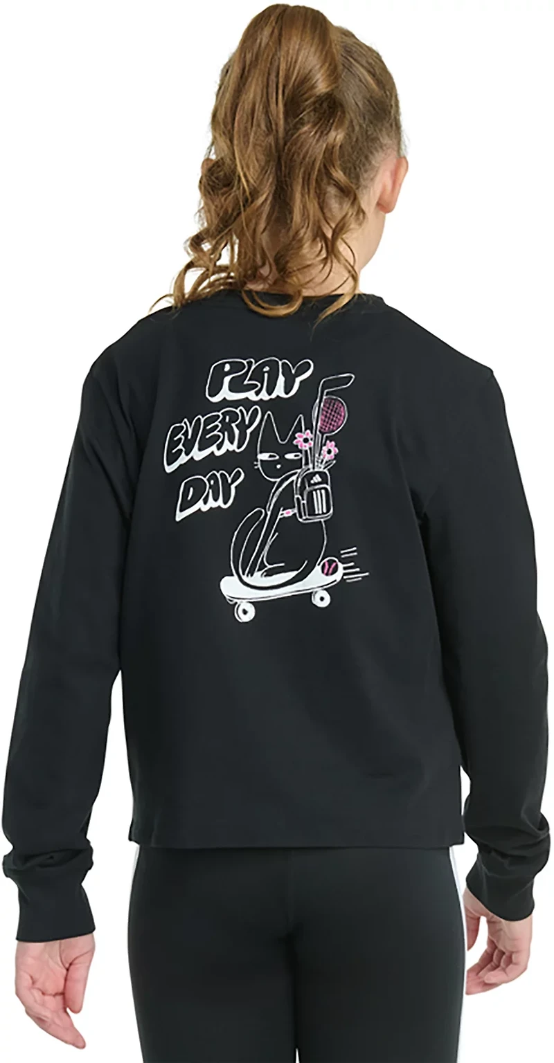 adidas Girls' Cat Story Regular Fit Long Sleeve Graphic T-shirt