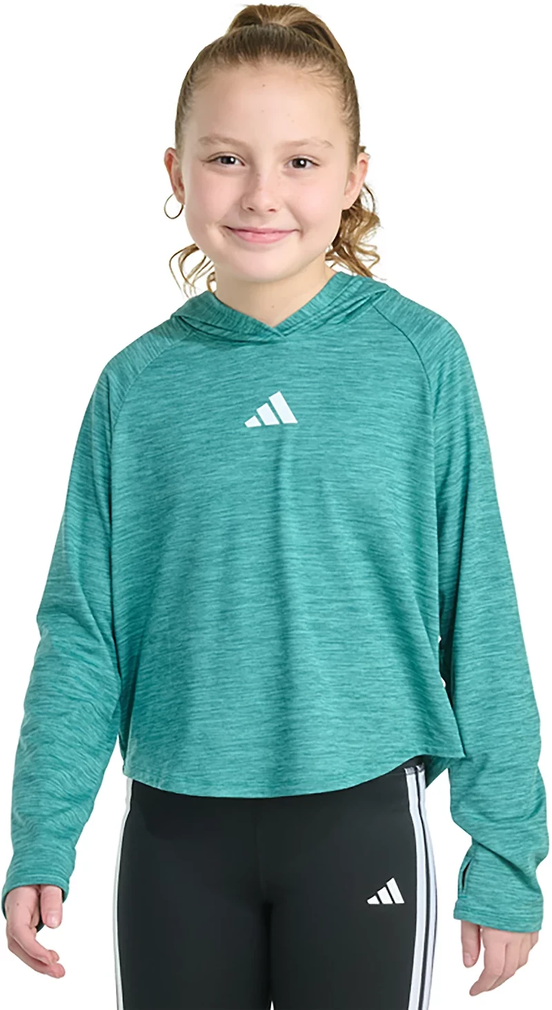adidas Girls' Mélange Long Sleeve Hooded Top
