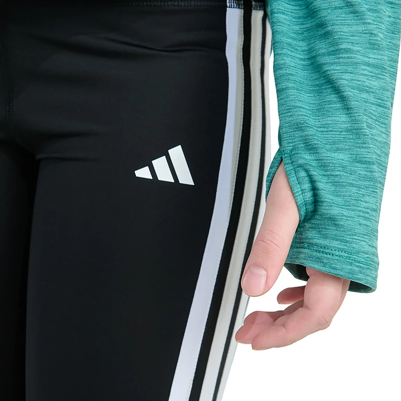 adidas Girls' Mélange Long Sleeve Hooded Top