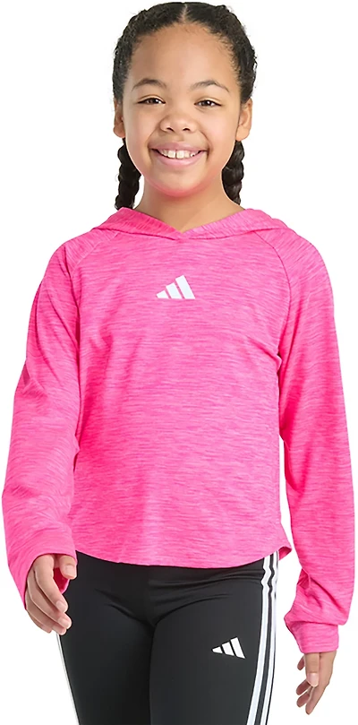 adidas Girls' Mélange Long Sleeve Hooded Top