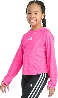 adidas Girls' Mélange Long Sleeve Hooded Top