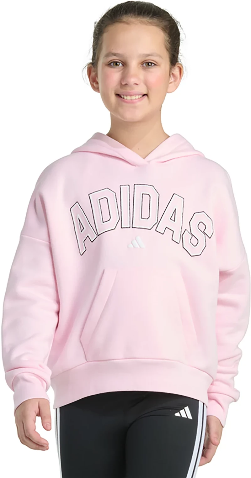adidas Girls' Front Graphic Fleece Pullover Hoodie
