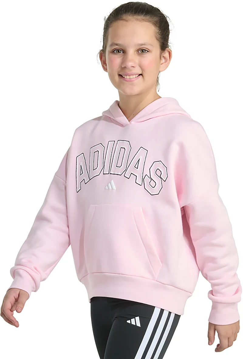 adidas Girls' Front Graphic Fleece Pullover Hoodie