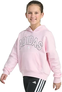adidas Girls' Front Graphic Fleece Pullover Hoodie