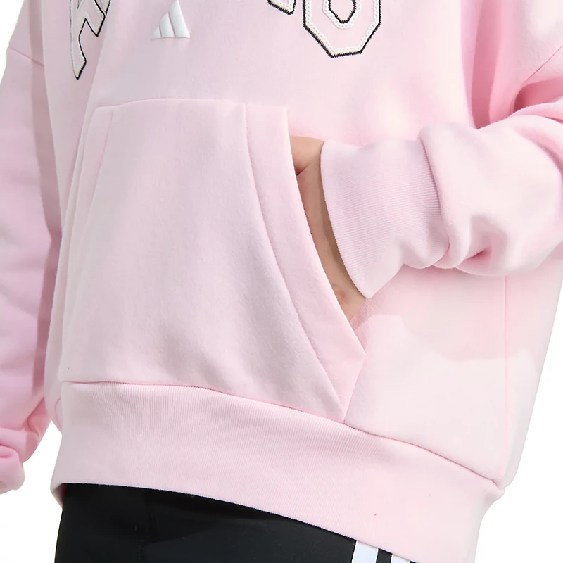 adidas Girls' Front Graphic Fleece Pullover Hoodie