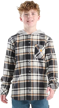 Carhartt Boys' Flannel Long Sleeve Hooded Shirt