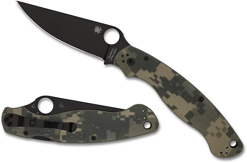 Spyderco Military 2 Camo G-10 Black Blade Folding Knife
