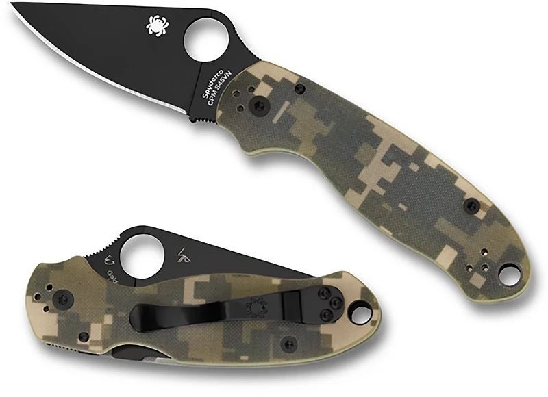 Spyderco Para 3 Camo Black Blade Folding Knife