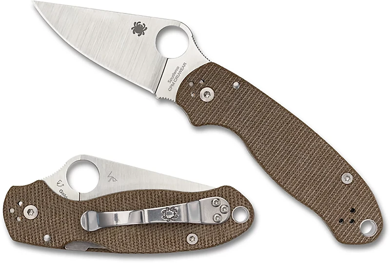 Spyderco Para 3 Canvas Micarta CPM CRU-WEAR Folding Knife