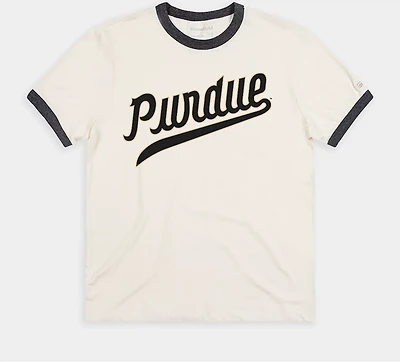 Homefield Men's Purdue University Vintage Script Ringer T-shirt