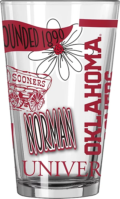 Logo Brands Oklahoma Sooners Native 16 oz. Pint Glass Cup