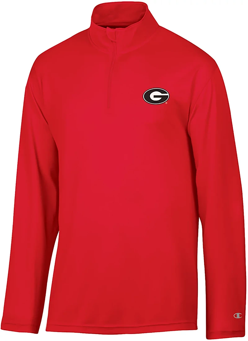 Champion Men's Georgia Bulldogs Primary Logo Micro Mesh 1/4 Zip Sweatshirt
