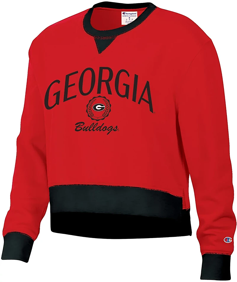 Champion Women's Georgia Bulldogs High and Low Crewneck Sweatshirt