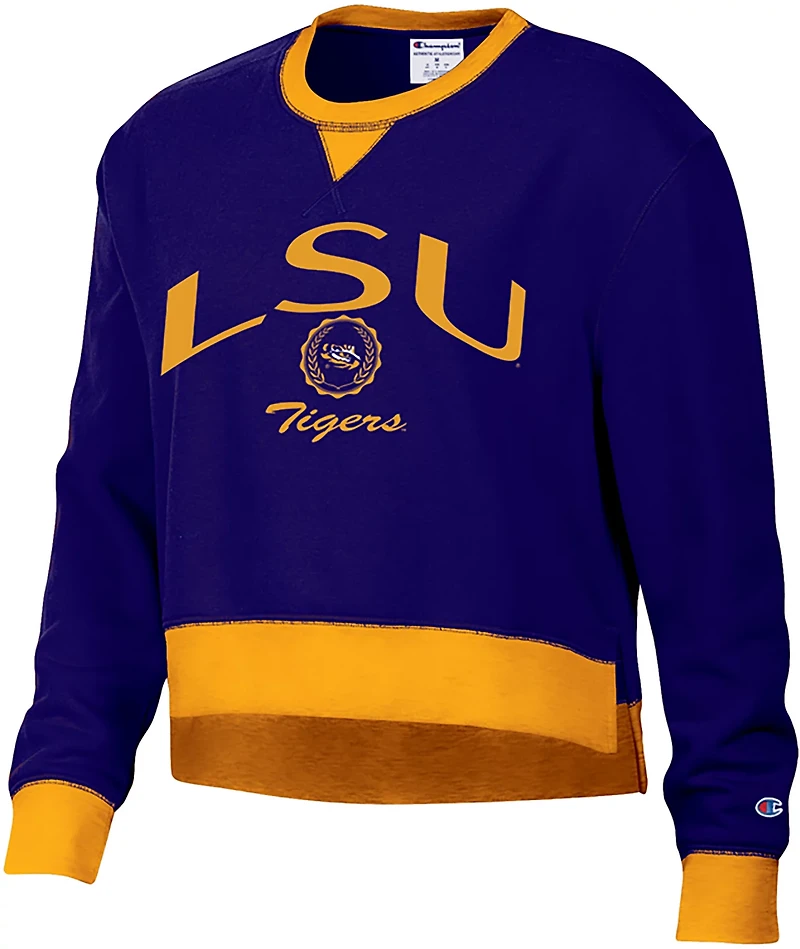 Champion Women's LSU Tigers High and Low Crewneck Sweatshirt