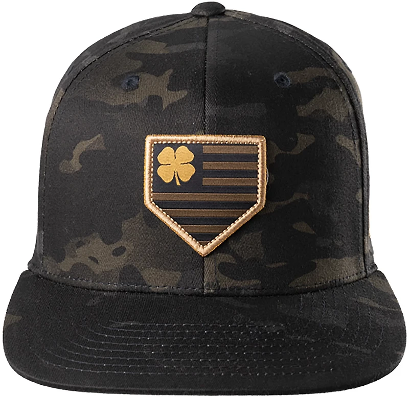 Black Clover Multicam Woven Patch Flat Snapback Cap