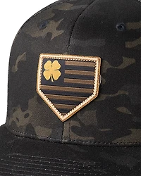 Black Clover Multicam Woven Patch Flat Snapback Cap