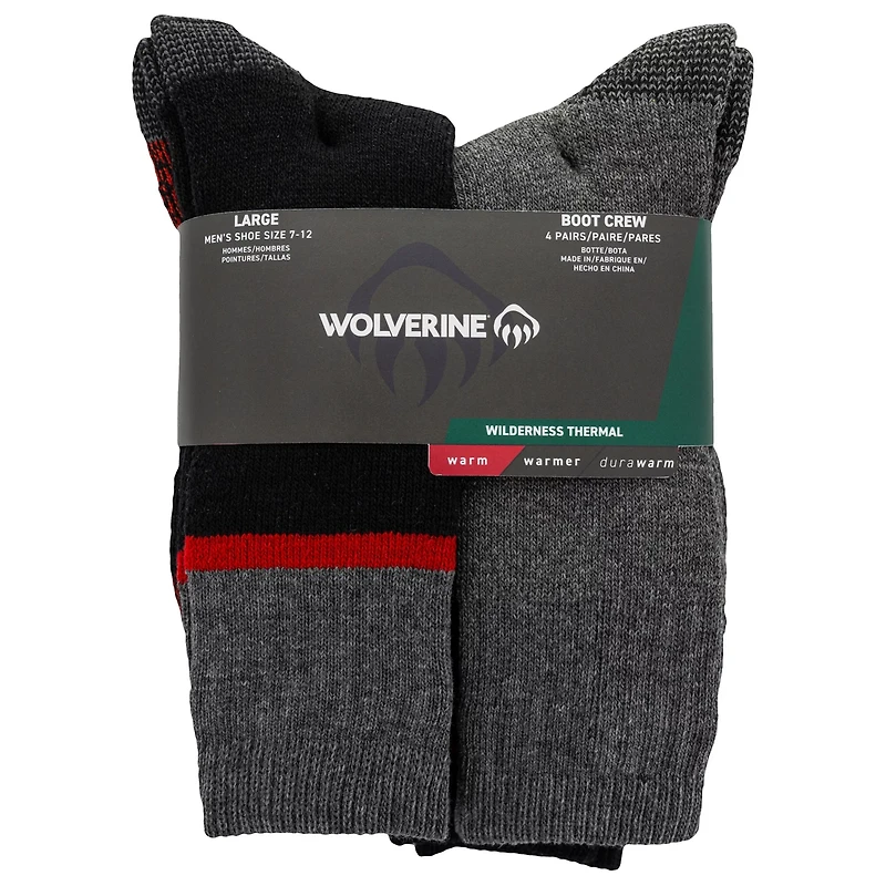 Wolverine Men's Wilderness Thermal Boot Socks 4-Pack