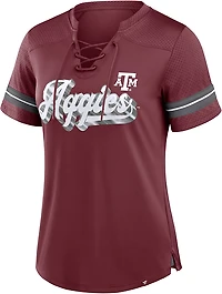 Fanatics Texas AM Aggies Fundamental Overtime Readiness Athena Lace-Up V-Neck T-Shirt