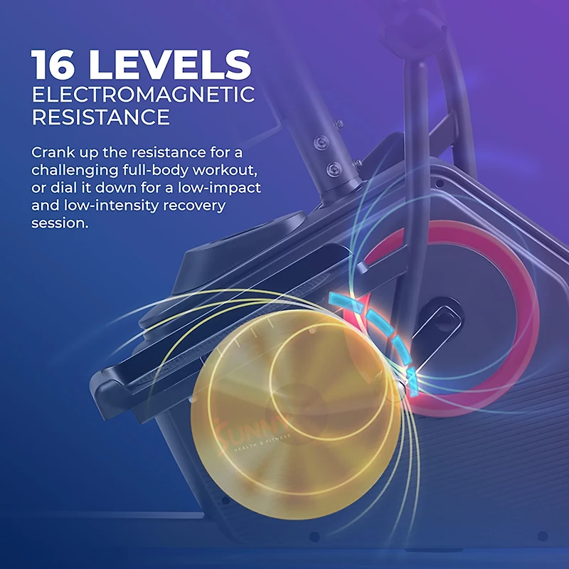 Sunny Health & Fitness Smart Recumbent Cross Trainer Elliptical Exercise Bike