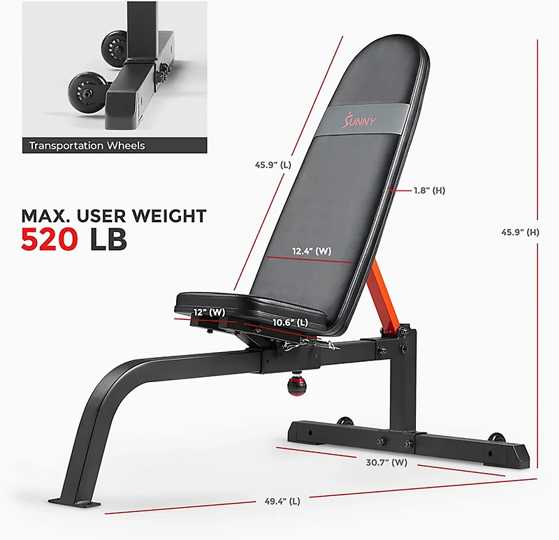 Sunny Health & Fitness Adjustable Multifunction Weight Bench