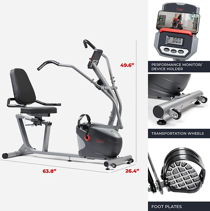 Sunny Health & Fitness Performance Interactive Series Recumbent Bike