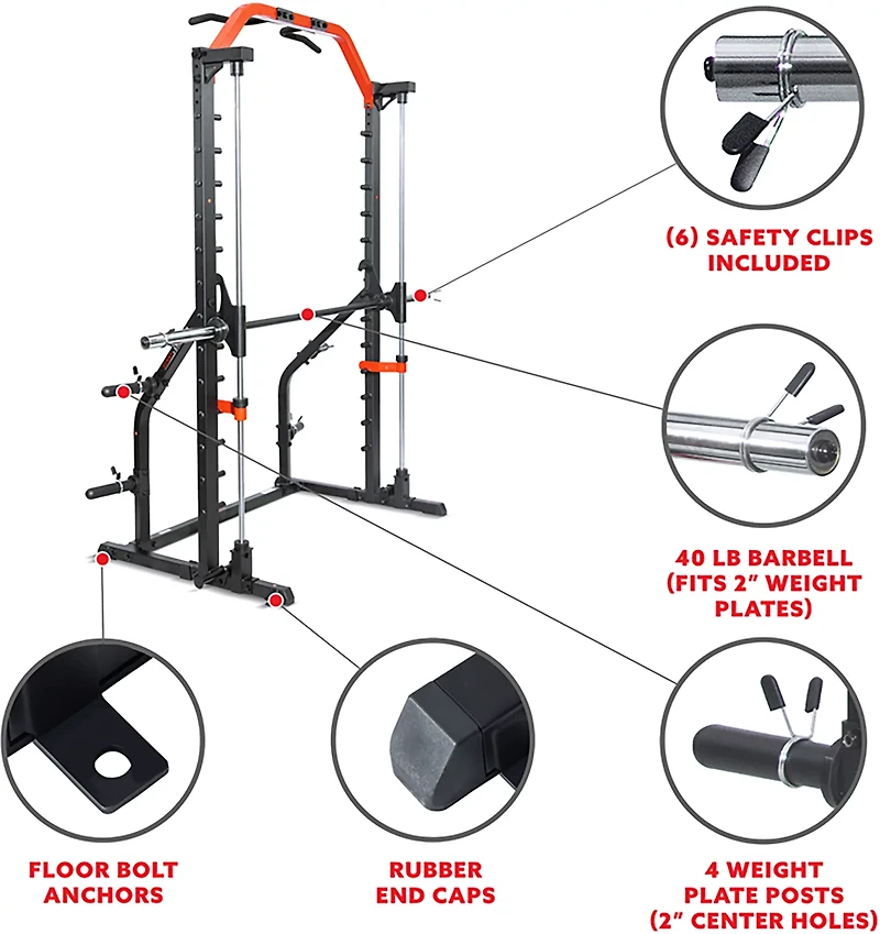 Sunny Health & Fitness Smith Machine Squat Rack Essential Series II