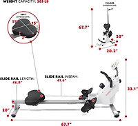 Sunny Health & Fitness SMART Compact Foldable Magnetic Rowing Machine with Bluetooth