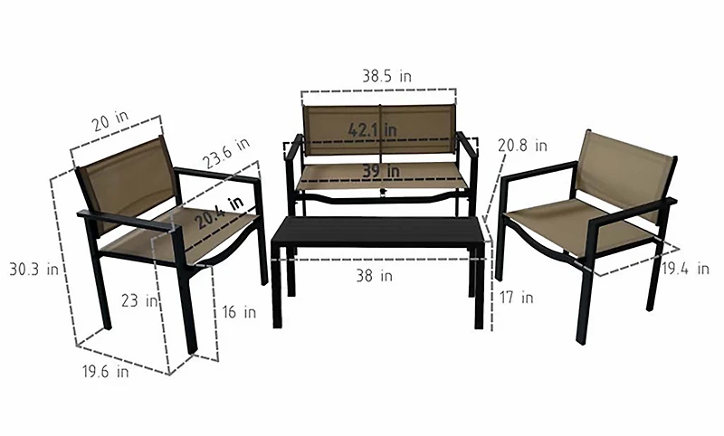 Mosaic Livingston 4-Piece Sling Conversation Set
