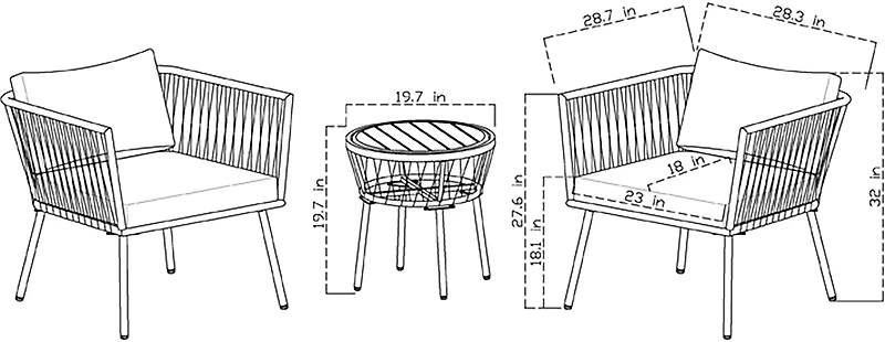 Mosaic Vanderwood 3-Piece Conversation Set