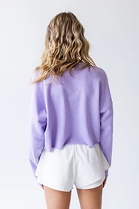 Gameday Social Women's Louisiana State University Tigers Perkins Chenille Slogan Cropped Long Sleeve Crew T-shirt