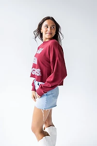 Gameday Social Women's Texas A&M Aggies Perkins Chenille Slogan Cropped Long Sleeve Crew T-shirt