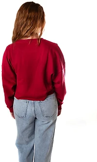 Gameday Social Women's University of Alabama Crimson Tide Perkins Chenille Slogan Cropped Long Sleeve Crew T-shirt