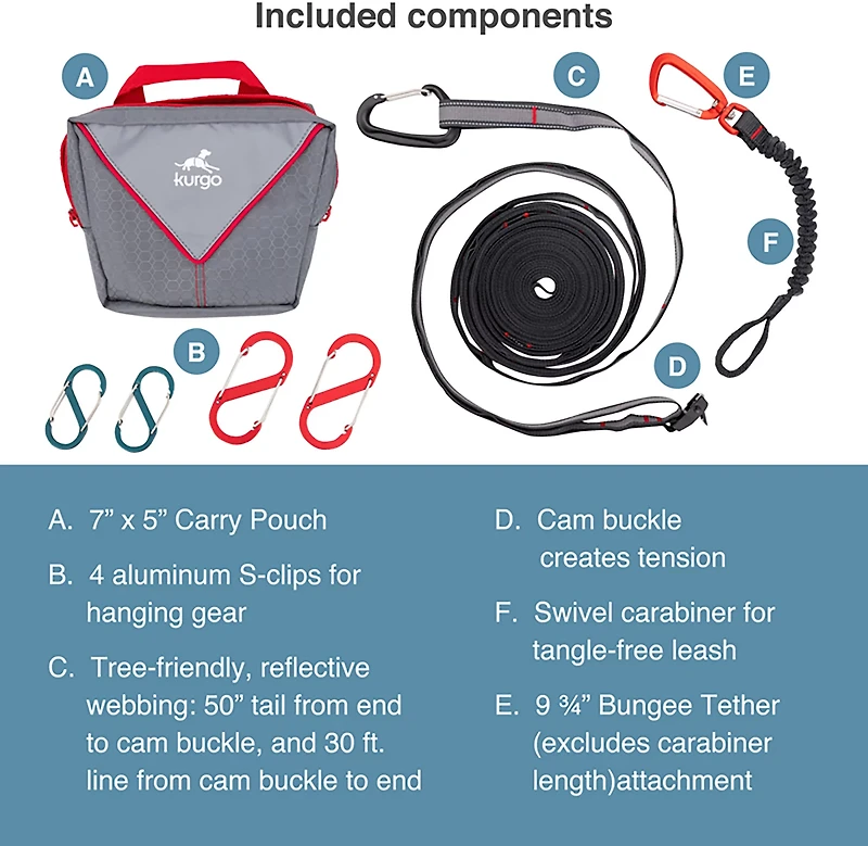 Kurgo Ridgeline Tie Out 30ft Dog Tether