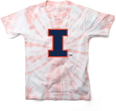 Wes & Willy Girls' Illinois Logo Circle Tie Dye T-shirt