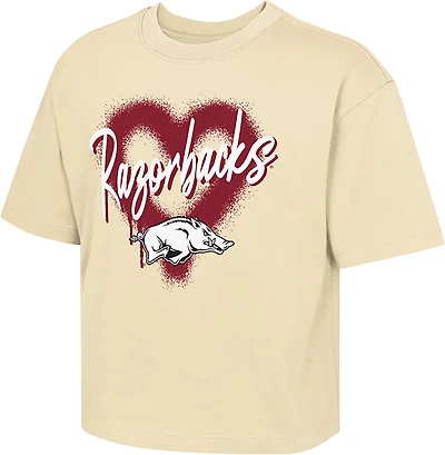 Outerstuff Girls' Arkansas Dripped Heart Boxy T-shirt