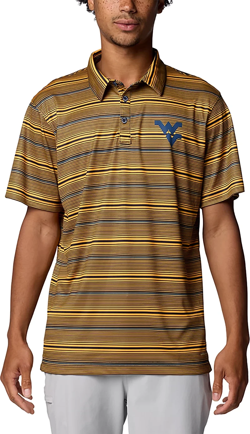 Columbia Sportswear Men's University of West Virginia Mountaineers Stripe Super Terminal Tackle Polo Shirt